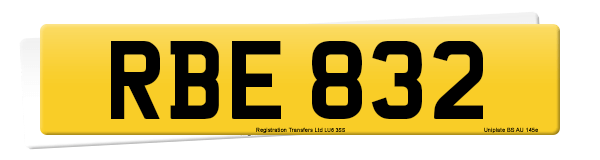Registration number RBE 832